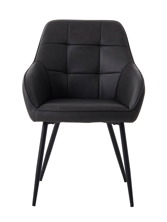 Giga Living - Eetkamerstoel Grijs PU Leer - Nolan - Set van 2