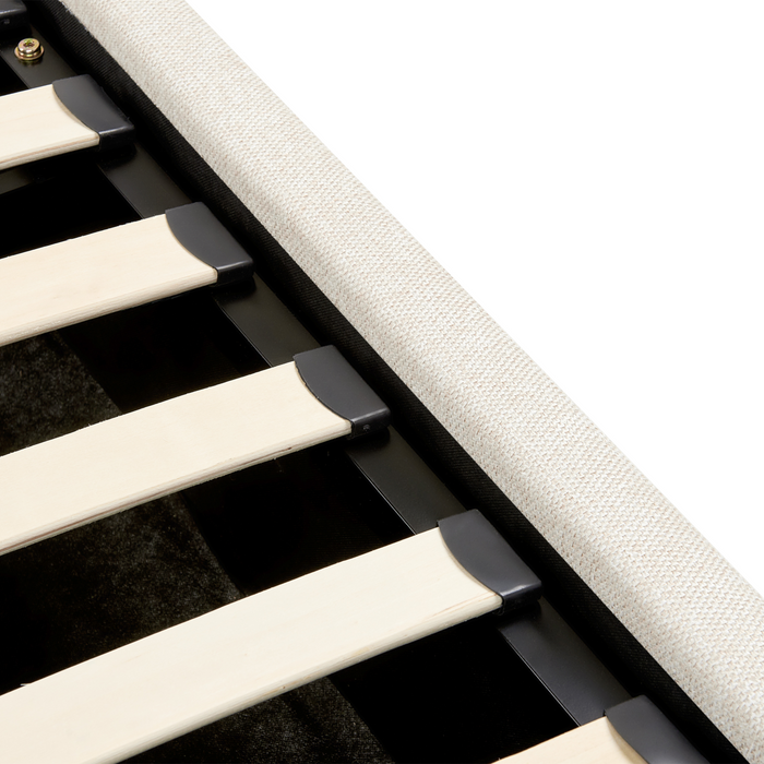 Beliani - ANET - Bed met opbergruimte - Beige - 90 x 200 cm - Stof