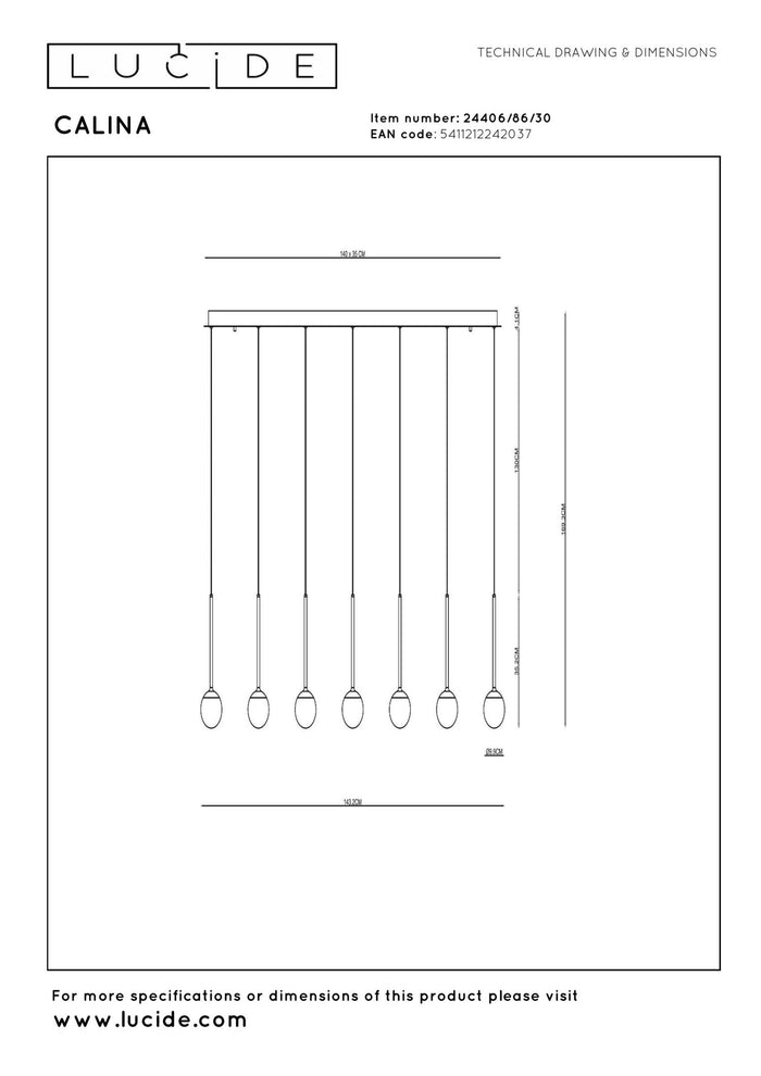 Lucide Premium CALINA Hanglamp - Zwart