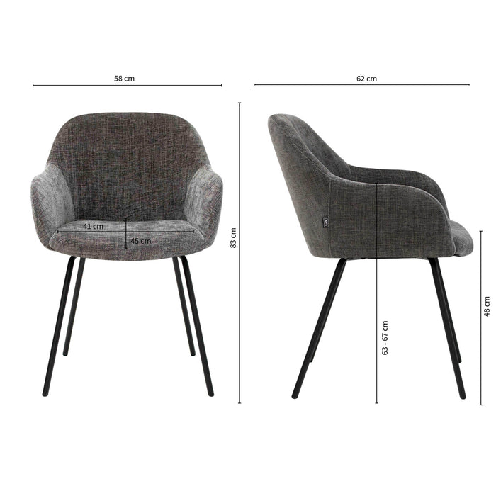 Kick eetkamerstoel Arda - Donkergrijs