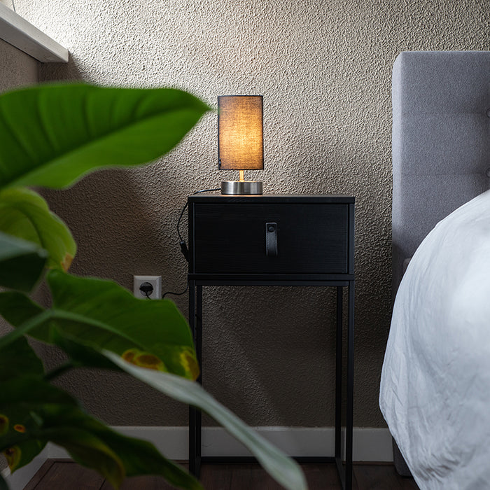 QAZQA Moderne tafellamp zwart met staal - Milo 2