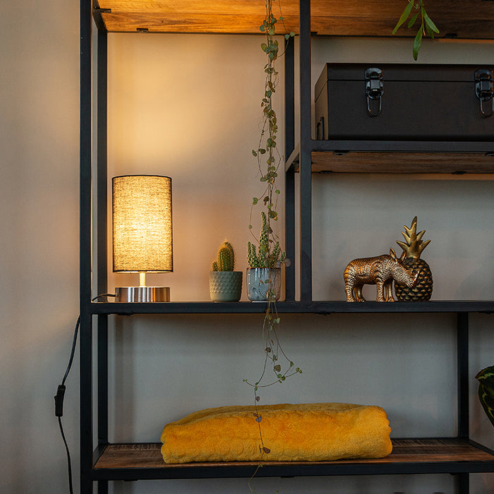 QAZQA Moderne tafellamp zwart met staal - Milo 2