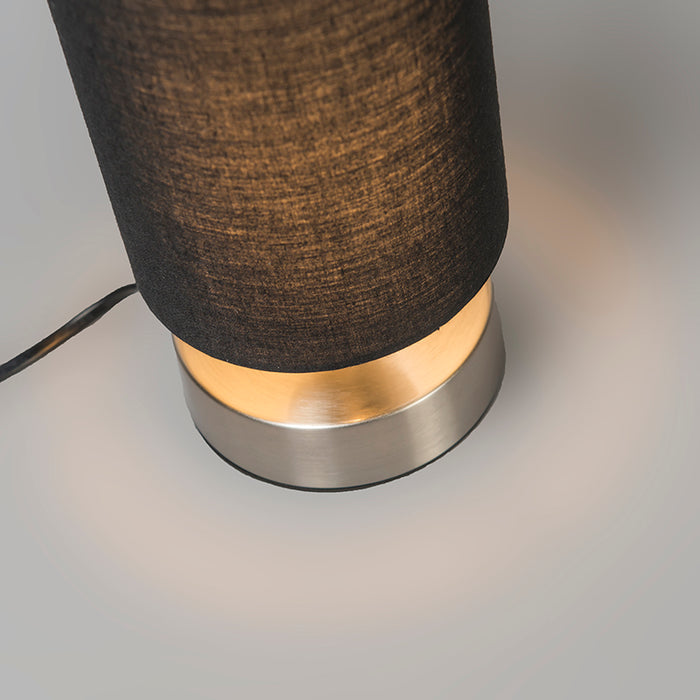 QAZQA Moderne tafellamp zwart met staal - Milo 2