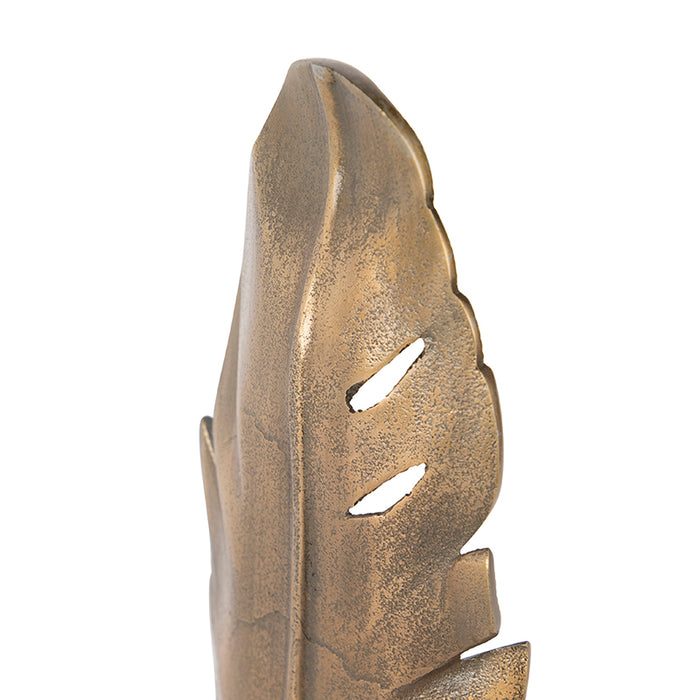 QAZQA Art Deco tafellamp brons met marmeren voet - Leaf