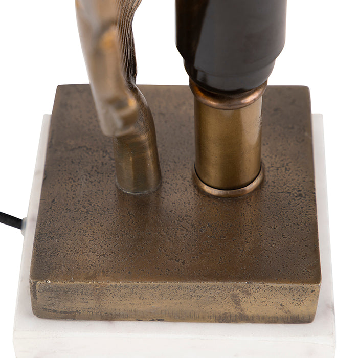 QAZQA Art Deco tafellamp brons met marmeren voet - Leaf