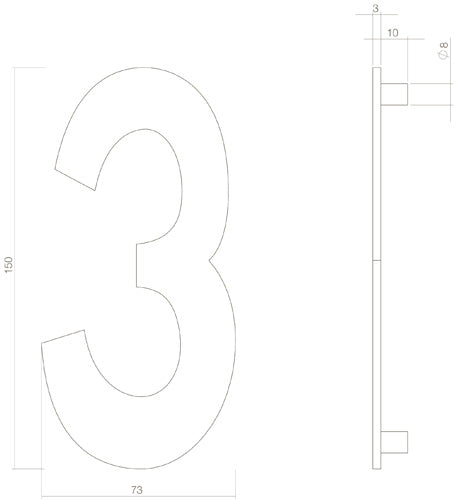 Intersteel Huisnummer 3 rvs mat zwart
