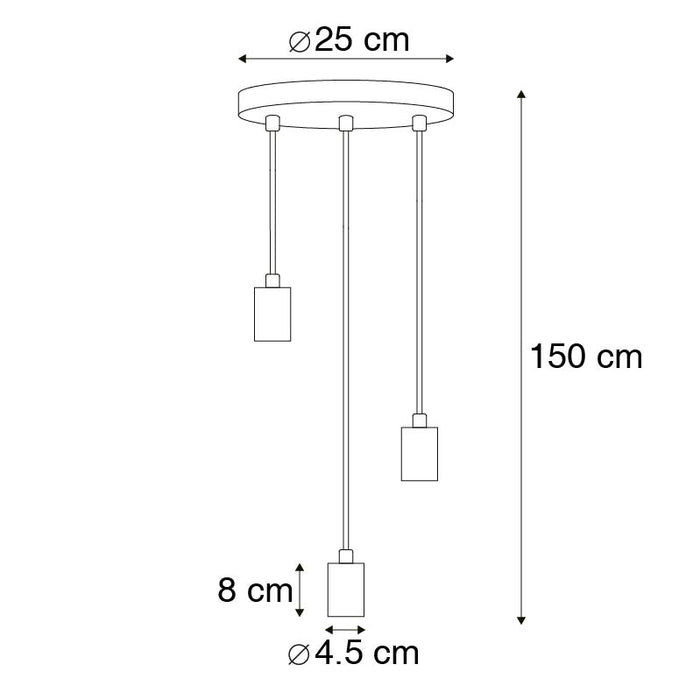 QAZQA Industriële hanglamp zwart 3-lichts - Facil