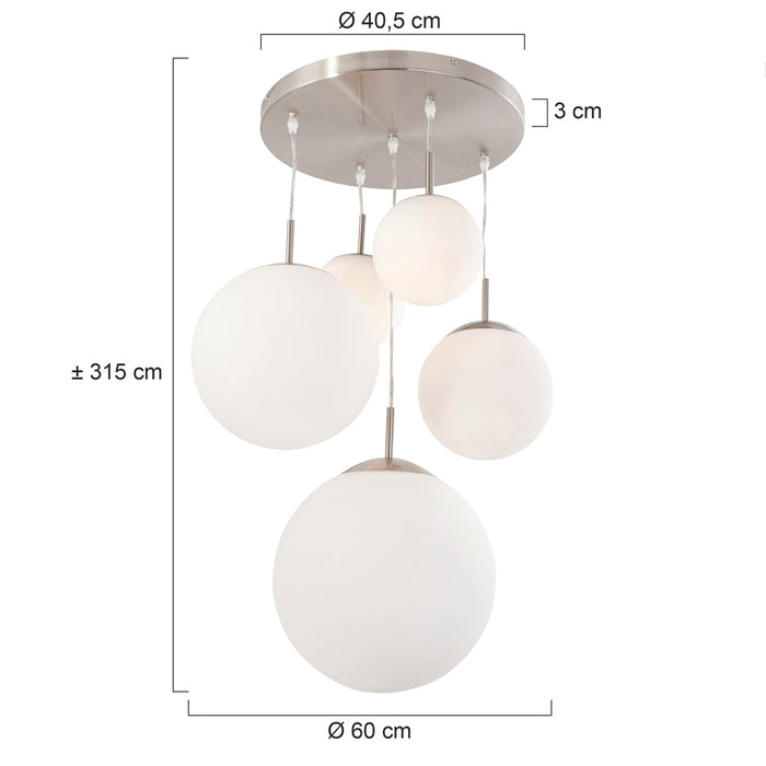 Steinhauer - hanglamp - Bollique - staal - glas metaal - Ø 60cm - E27 - 7376ST