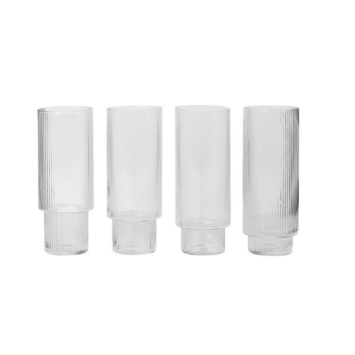Ferm LIVING Ripple Longdrinkglazen - 4 st. - Clear