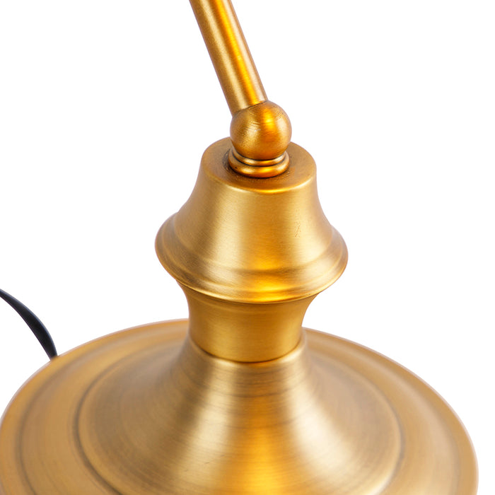 QAZQA Klassieke notarislamp brons met amber glas - Banker