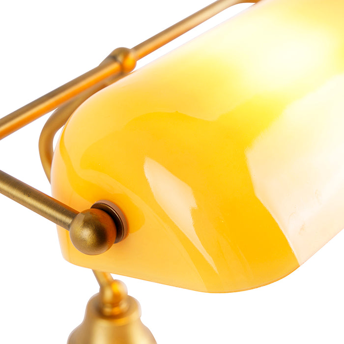 QAZQA Klassieke notarislamp brons met amber glas - Banker