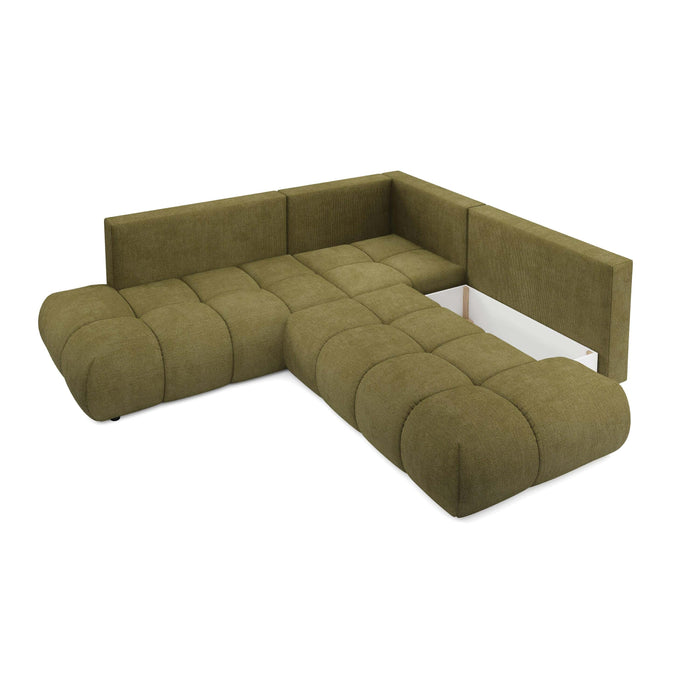 by fonQ Charme Hoekbank Links/Rechts met Slaapfunctie - Chenille - Olijfgroen