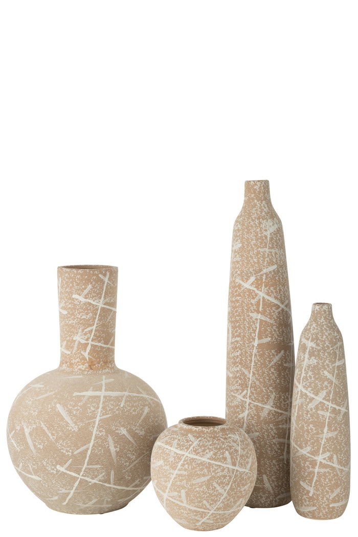 J-Line vaas Dune Bol - keramiek - beige|wit - Ø 34 cm