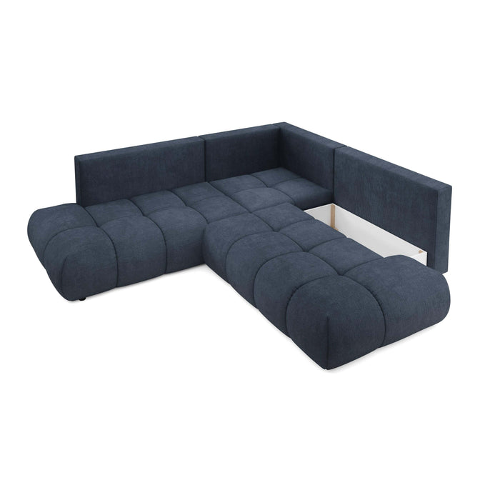 by fonQ Charme Hoekbank Links/Rechts met Slaapfunctie - Chenille - Marineblauw
