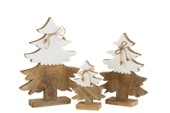 J-Line decoratie Kerstboom Touw - hout - wit|naturel - large