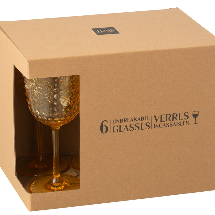 J-Line wijnglas - kusntstof - geel - doos van 6