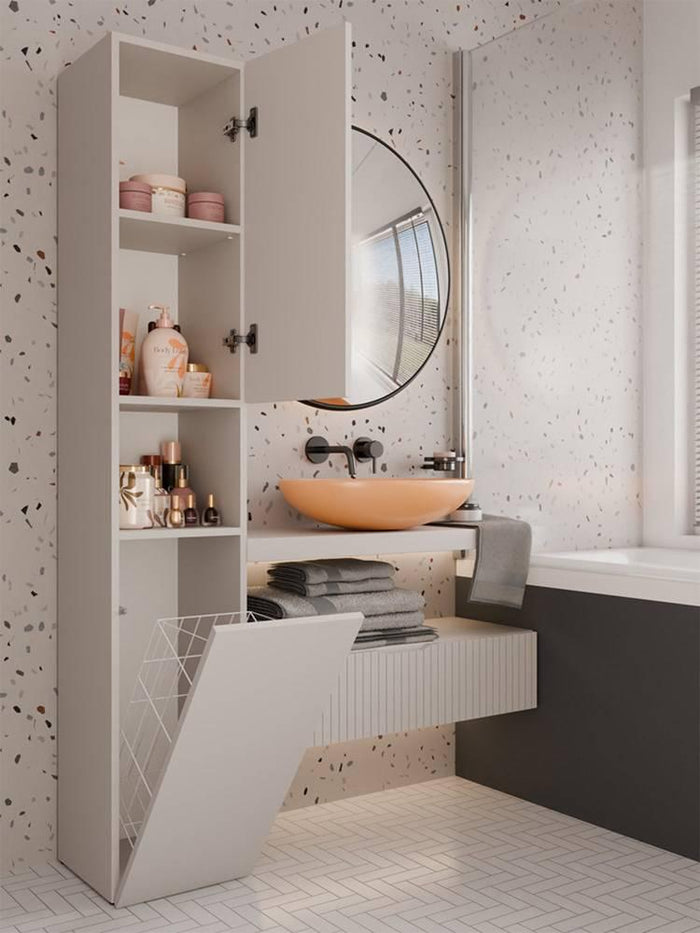 NADUVI Collection Badkamerkast Nolo met wasmand en open vak