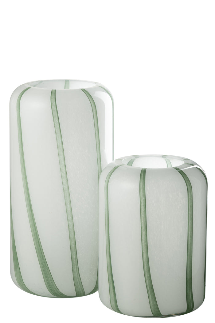 J-Line vaas Mimi - glas - wit|groen - large - 32 cm hoog