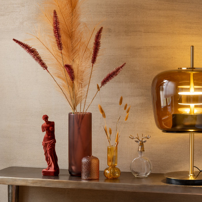 J-Line vaas Joseph - glas - bordeaux - 28 cm hoog