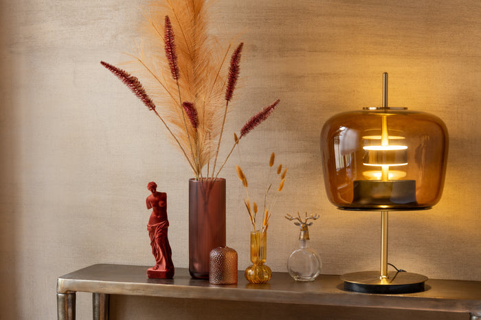 J-Line vaas Joseph - glas - bordeaux - 28 cm hoog