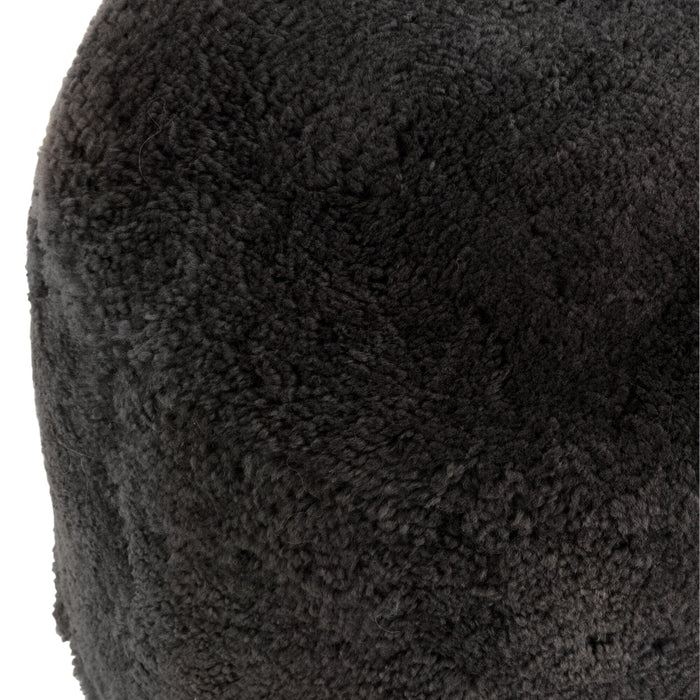 J-Line poef Rond Schapenvel - textiel - donkergrijs