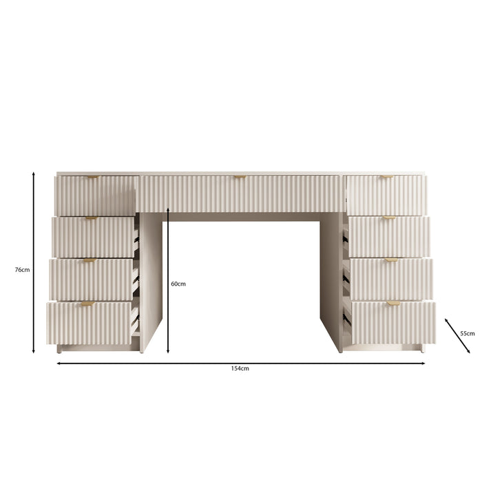 Meubella - Bureau Tavares 2 - Zwart - 154 cm