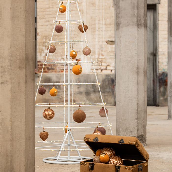 J-Line Kerstballen Parels Mat Grijs Set van 4