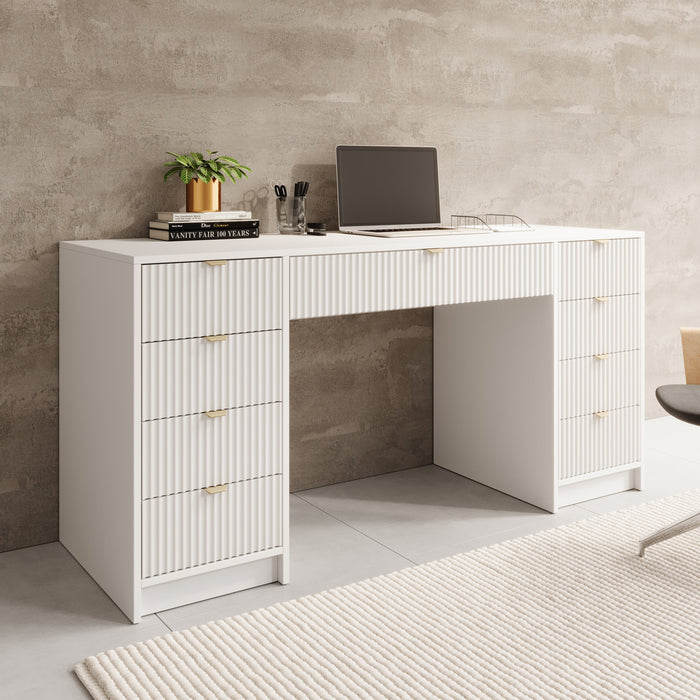 Meubella - Bureau Tavares 2 - Wit - 154 cm