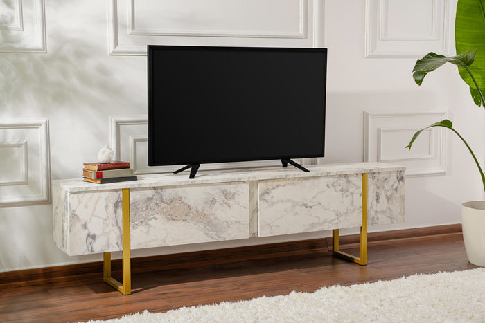 Giga Meubel - Tv-meubel Goud|Marmerlook - 180x30x50cm - Serenity