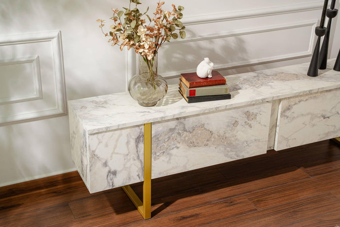 Giga Meubel - Tv-meubel Goud|Marmerlook - 180x30x50cm - Serenity