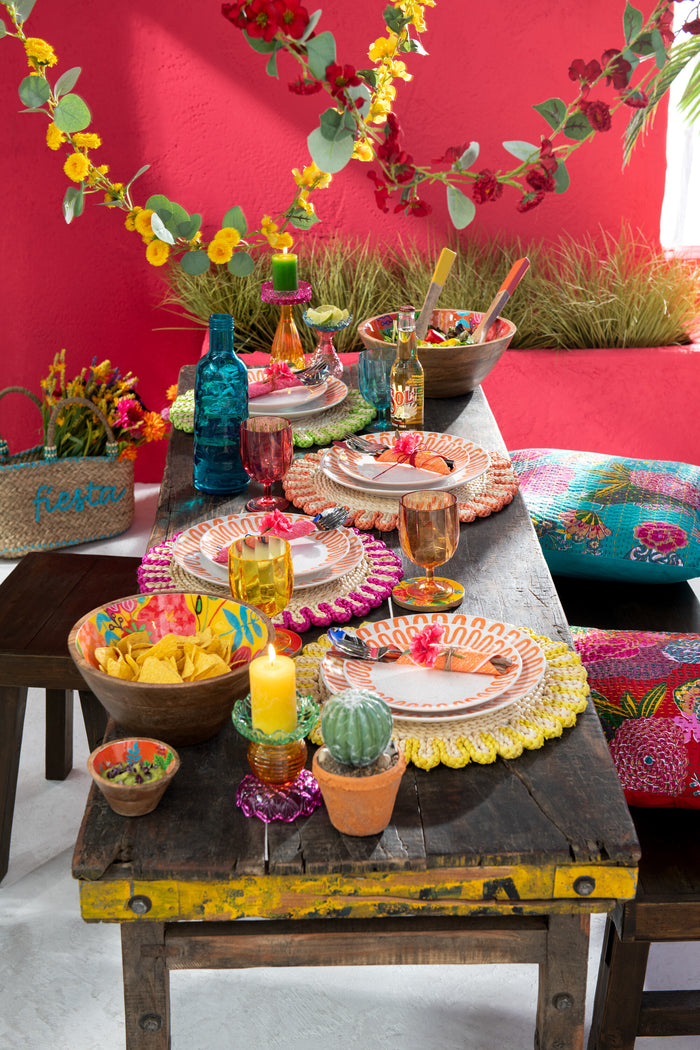 J-Line Slinger Bloemen + Blaadjes - kunststof - geel|groen -