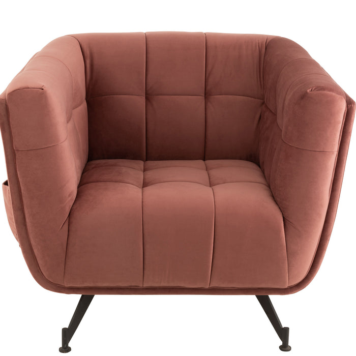 J-Line zetel Lounge 1-zit - textiel|hout|metaal - antiek roze