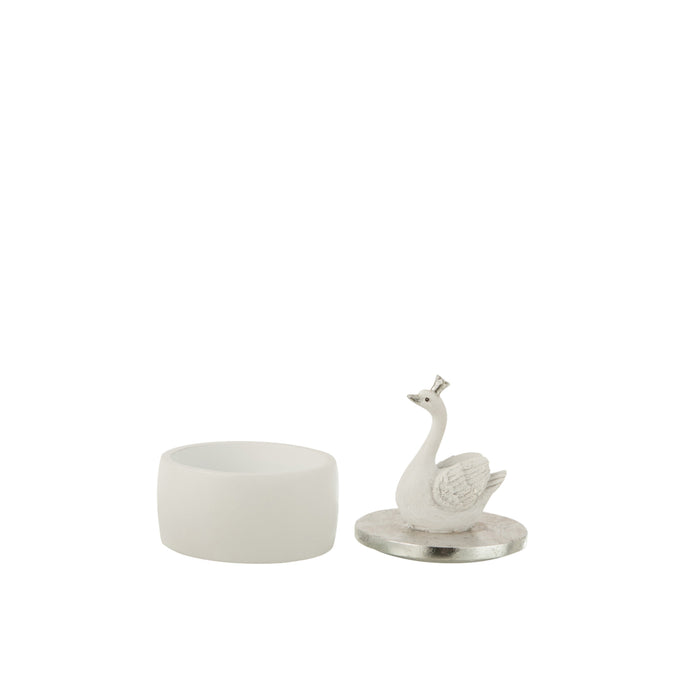 J-Line doos Zwaan - kunststof - wit|zilver