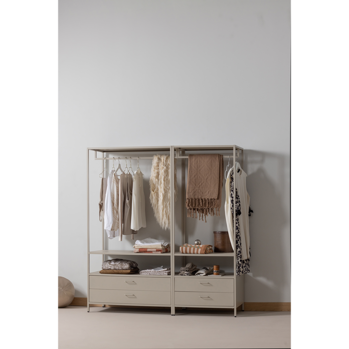 WOOOD Ferris Open Kledingkast 100 cm - Metaal - Zand - 185x100x54