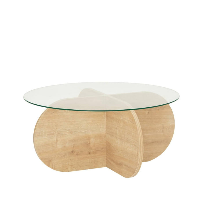 Giga Meubel - Salontafel Naturel Hout - Glas - 75x75x35cm - Bubble