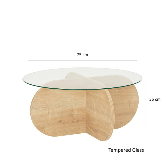Giga Meubel - Salontafel Naturel Hout - Glas - 75x75x35cm - Bubble