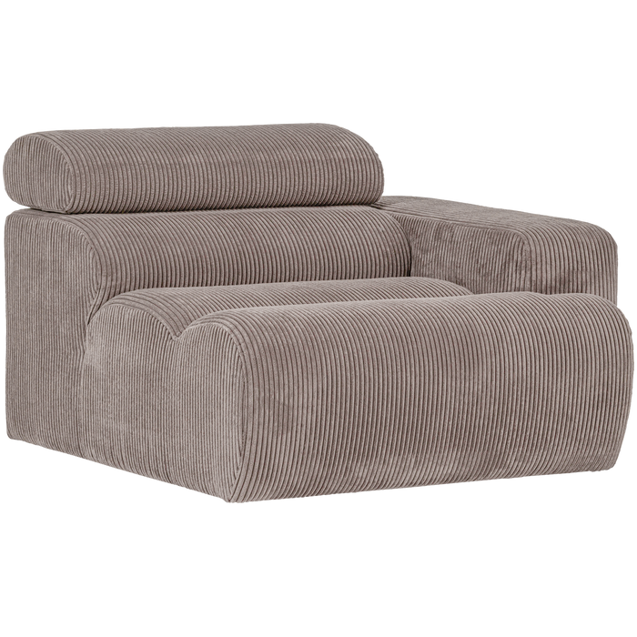 WOOOD Novi 1-Zits Element Bank Arm Links - Ribstof - Zand - 86x109x113