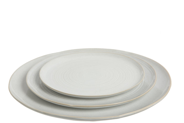 J-Line bord Noa bord - porselein - wit - large - 3 stuks