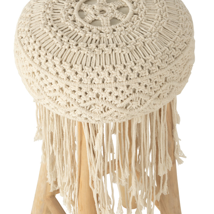 J-Line stoel Fringes Macrame - hout - wit
