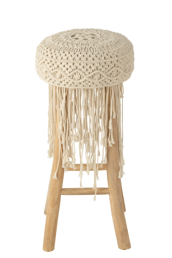 J-Line stoel Fringes Macrame - hout - wit