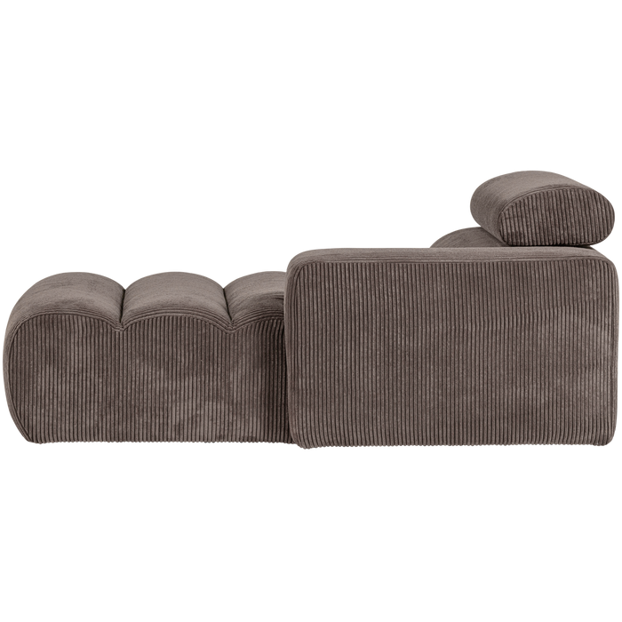 WOOOD Novi Chaise Longue Element Arm Rechts - Ribstof - Grijsbruin