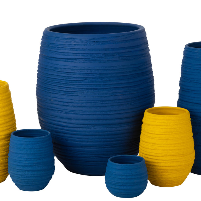 J-Line bloempot Fiesta - keramiek - blauw - large - Ø 44 cm