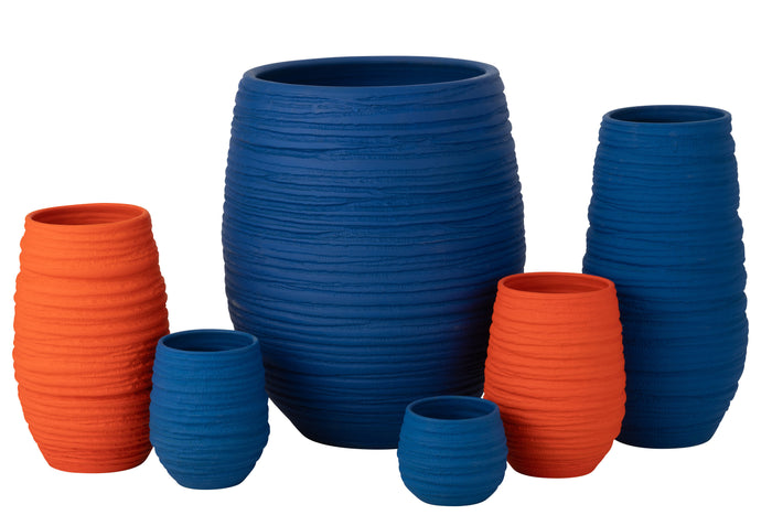 J-Line bloempot Fiesta - keramiek - blauw - large - Ø 44 cm