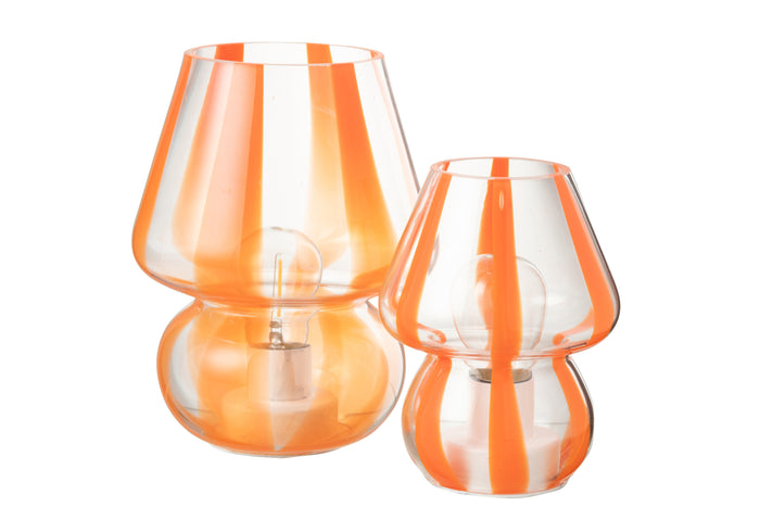 J-Line tafellamp Strepen - glas - transparant|oranje - large