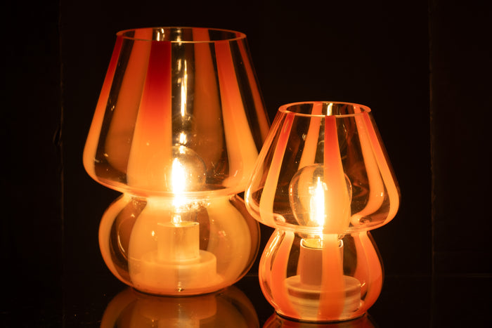 J-Line tafellamp Strepen - glas - transparant|oranje - large