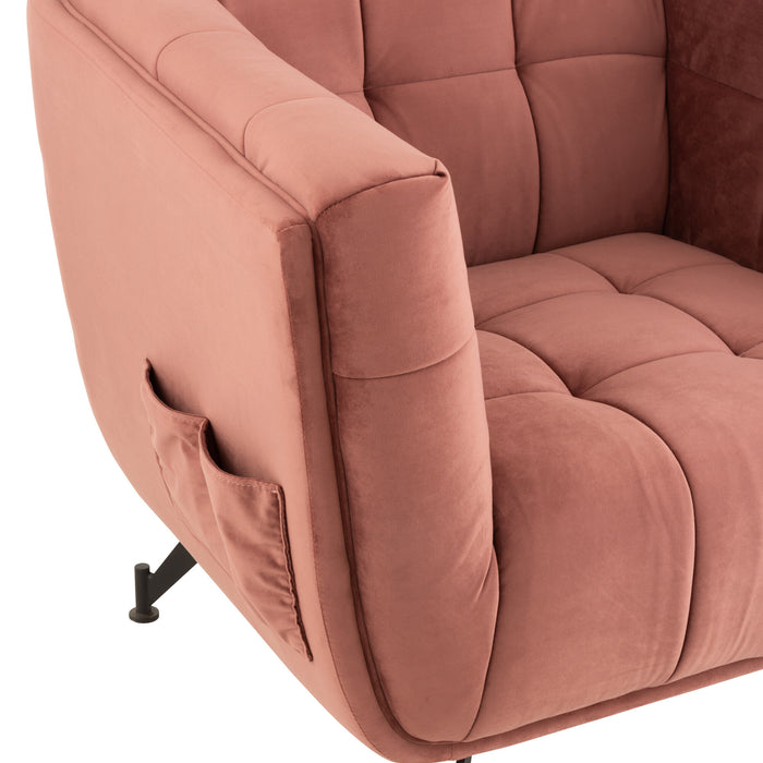 J-Line zetel Lounge 1-zit - textiel|hout|metaal - antiek roze