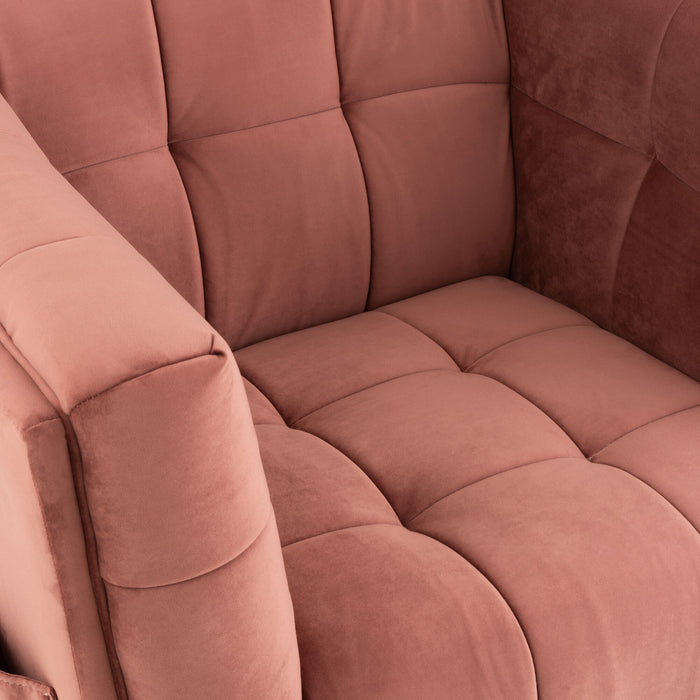 J-Line zetel Lounge 1-zit - textiel|hout|metaal - antiek roze