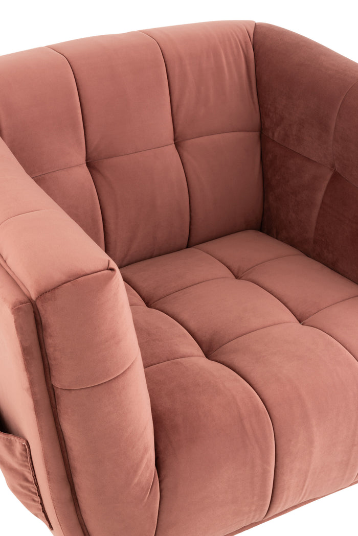 J-Line zetel Lounge 1-zit - textiel|hout|metaal - antiek roze