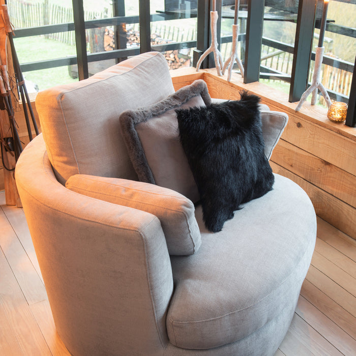 J-Line loungestoel Swiv - hout|textiel - grijs