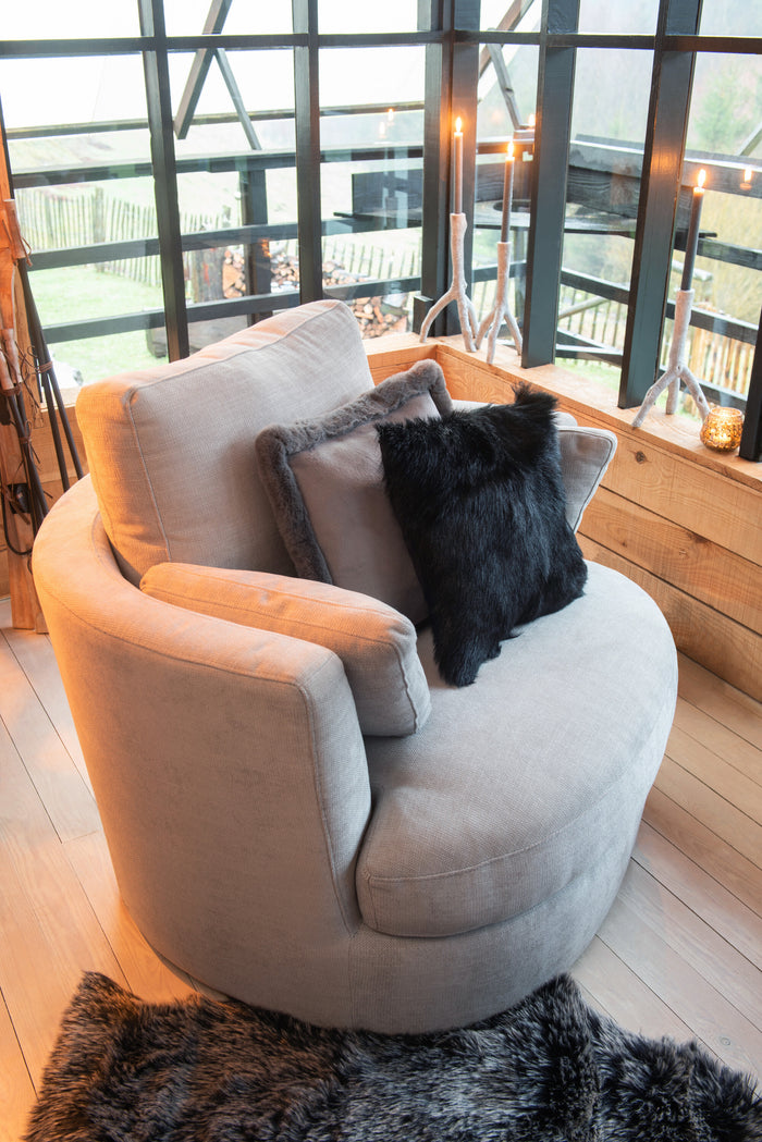 J-Line loungestoel Swiv - hout|textiel - grijs